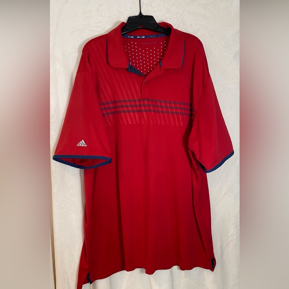 Adidas Men's 3XLT Polo Shirt in Red with Navy Accents